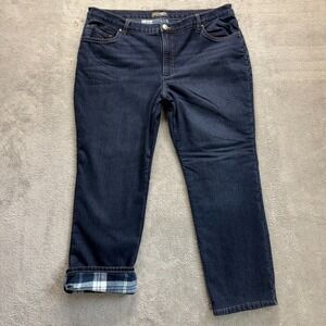 Lee Jeans Womens 18 Short Blue Relaxed Straight Mid Rise Fleece Lined Denim